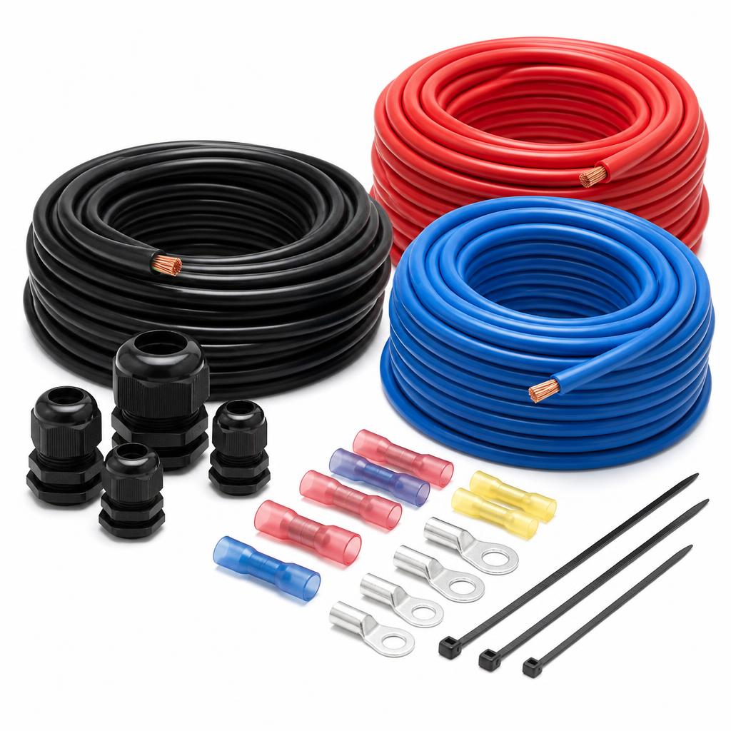 Low-voltage cable + connectors