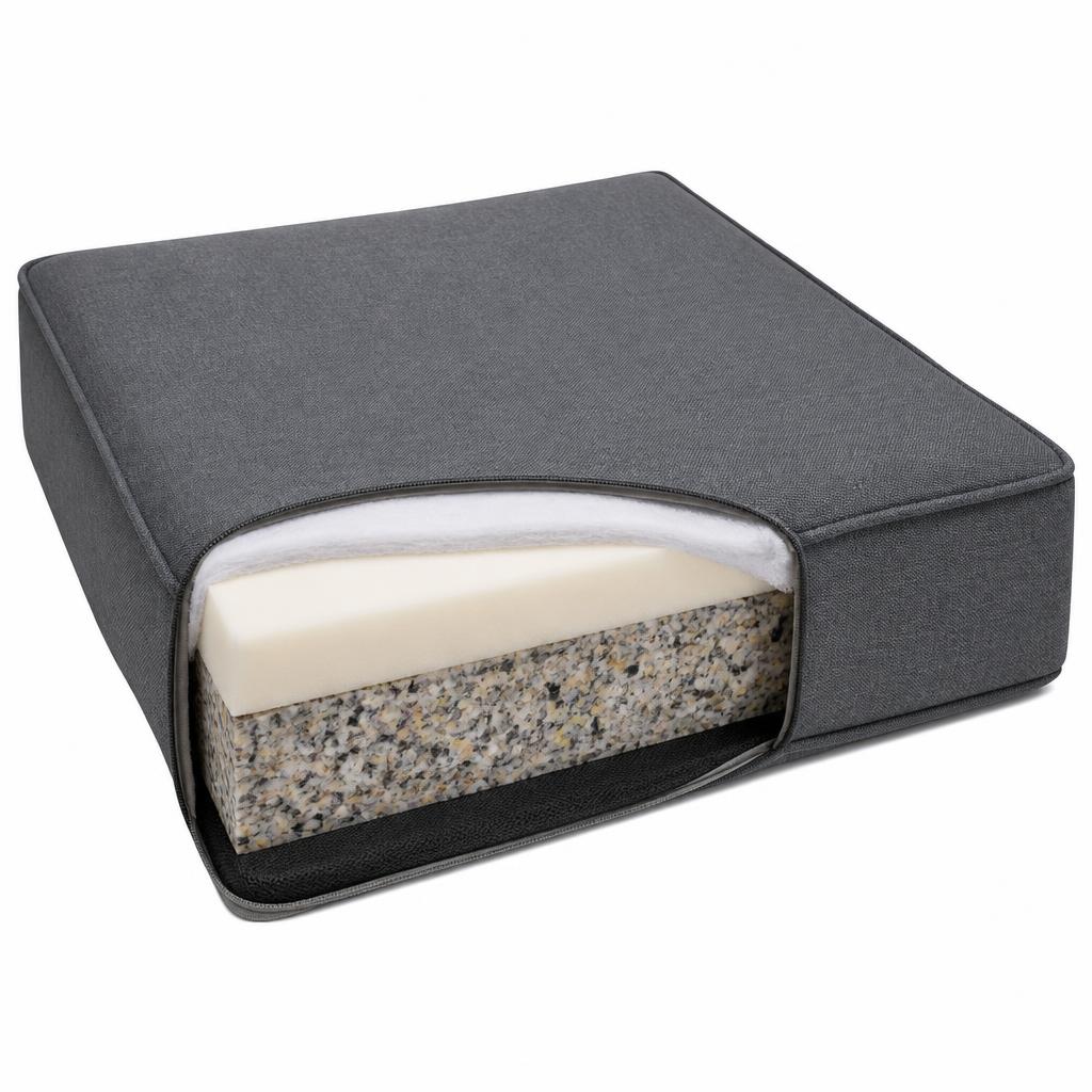 Charcoal-grey outdoor seat cushion