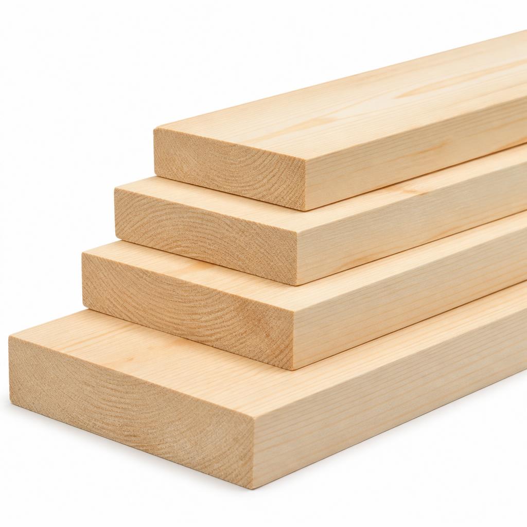 Planed softwood plank