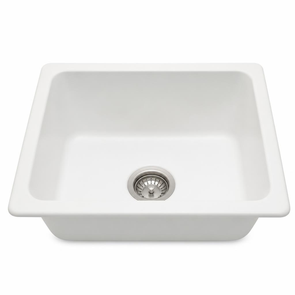 White composite drop-in sink 50 × 40 cm