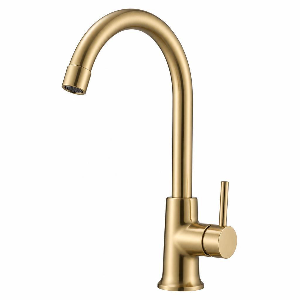 Brass gooseneck mixer tap